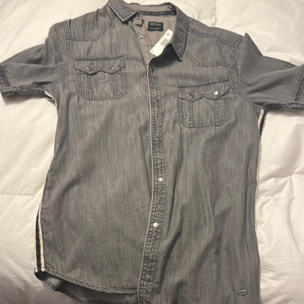Gray Denim Short Sleeve Shirt